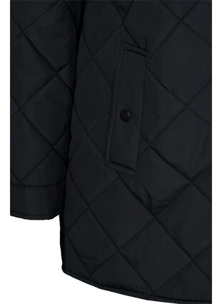 Kort quiltet jakke med krave, Black, Packshot image number 3