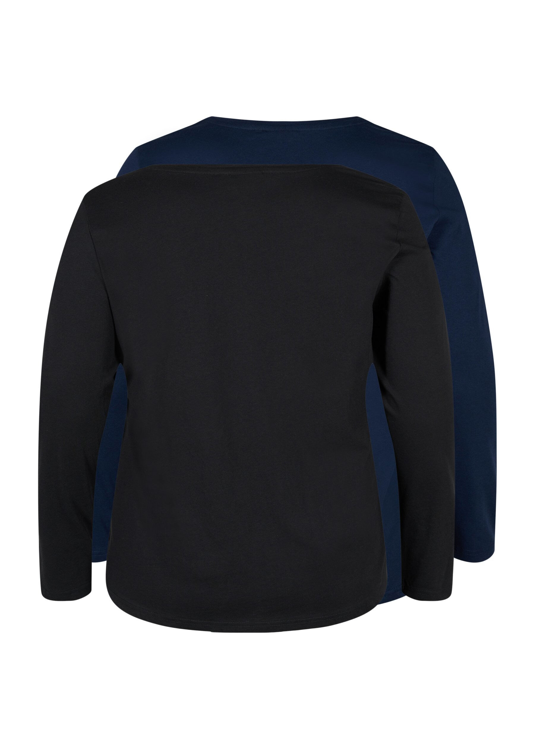 Zizzi 2-pak basis bluse i bomuld, Black/Navy B, Packshot image number 1