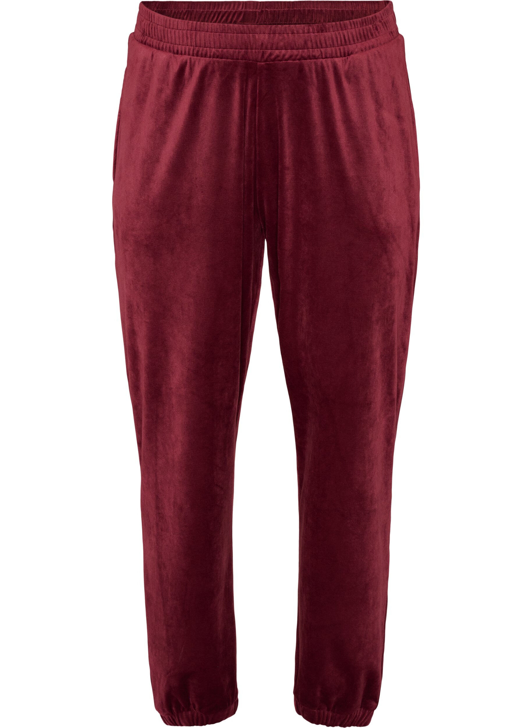 ZizziL&oslash;se bukser i velour, R&oslash;d, Packshot image number 0