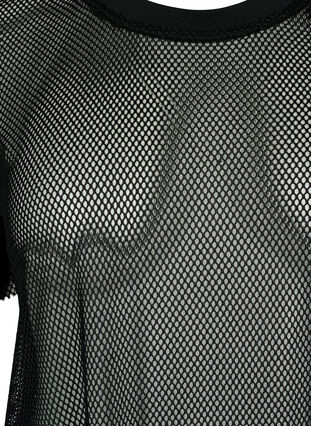 Net bluse med korte ærmer, Black, Packshot image number 2