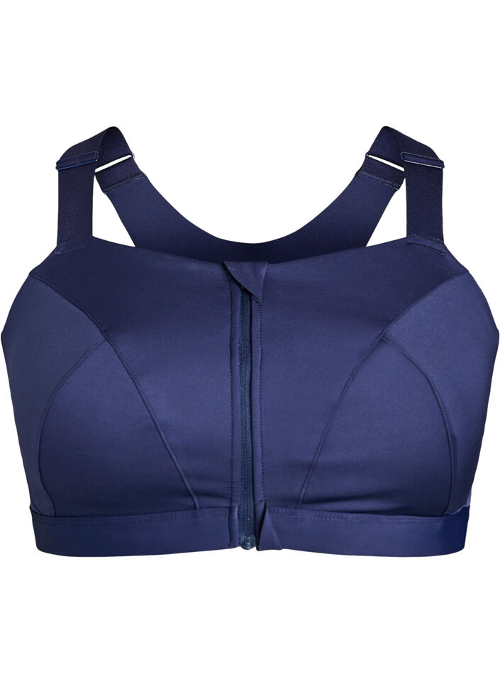 Sportsbh med frontlukning og h&oslash;j st&oslash;tte, Bl&aring;, Packshot image number 0