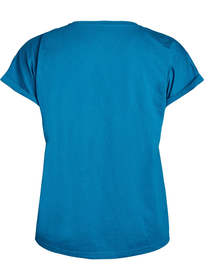 Kort&aelig;rmet t-shirt i bomuldsblanding, Bl&aring;, Packshot image number 1