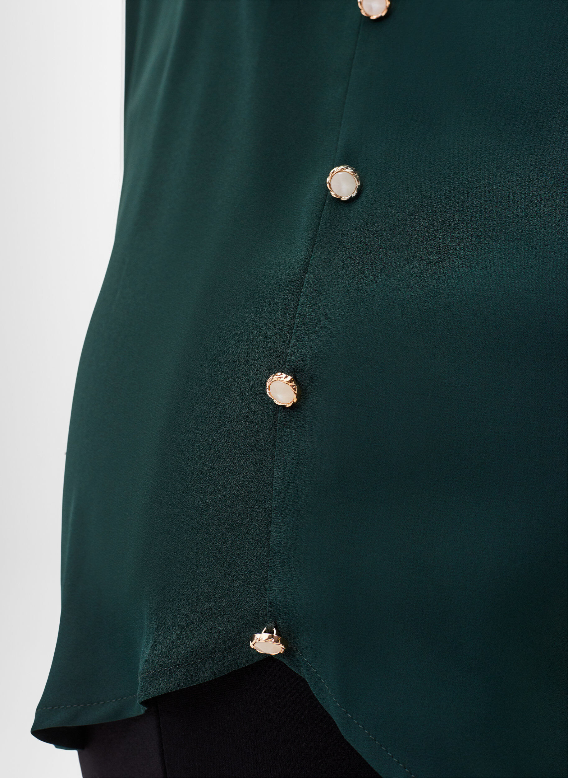 Zizzi Lang&aelig;rmet skjorte med fl&aelig;sekrave, Scarab, Model image number 2