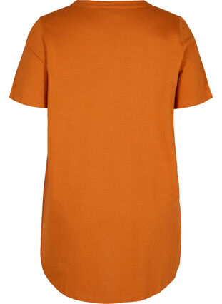 Bomulds t-shirt med v-hals og knapper, Autumnal, Packshot image number 1