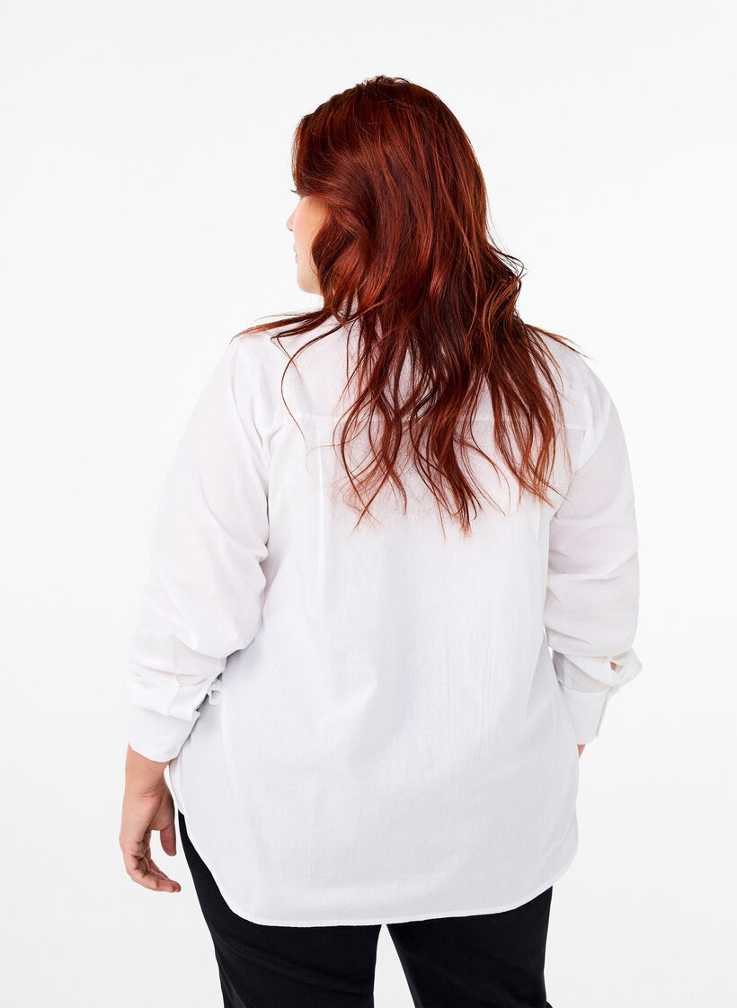 Klassisk skjorte med broderede hjerter, Bright Wh.W. Blue H., Model image number 1