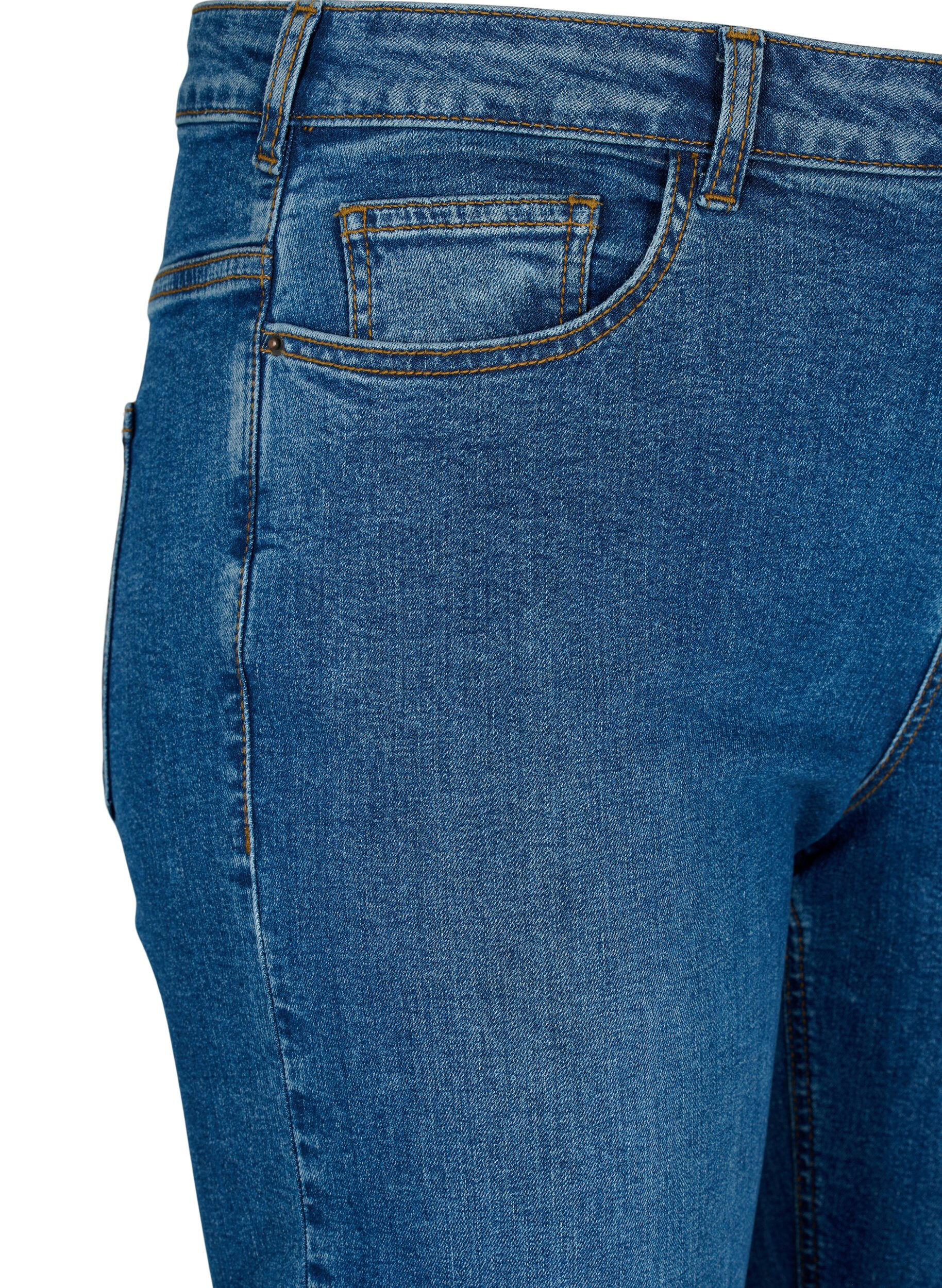 Zizzi H&oslash;jtaljede Gemma jeans med regular fit, Blue denim, Packshot image number 2