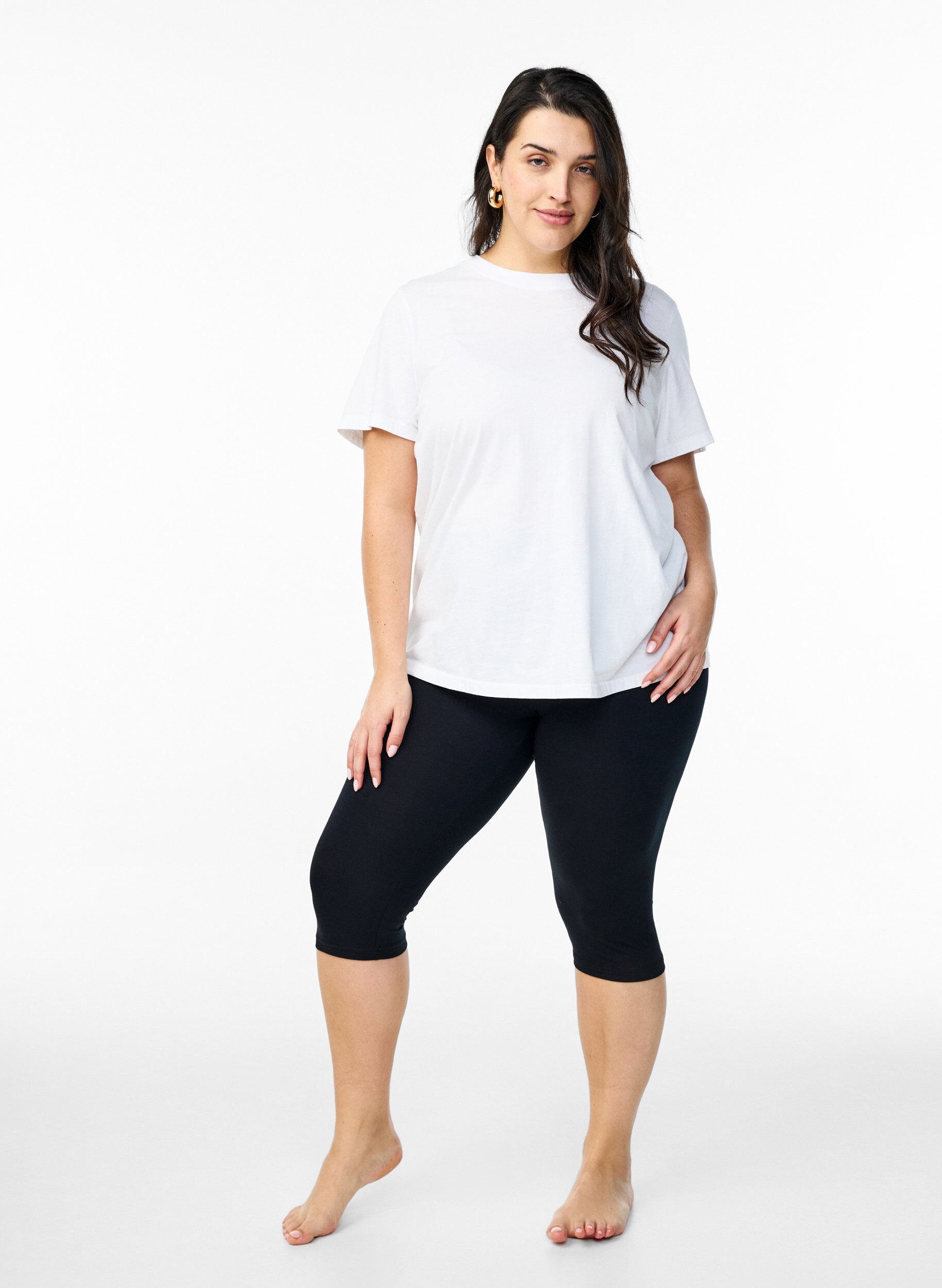 Zizzi Basis 3/4 leggings i viskose , Black, Model image number 2