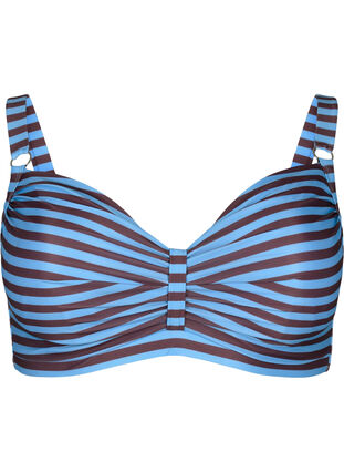 Bikini bh med bøjle og print, BlueBrown Stripe AOP, Packshot image number 0