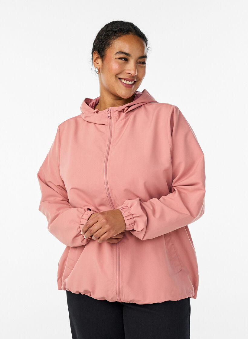 Let jakke med h&aelig;tte og lynl&aring;s, Lyser&oslash;d, Model image number 0