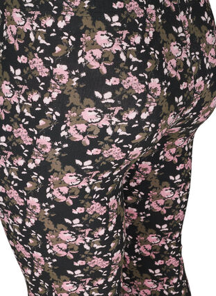 Viskose leggings med blomsterprint, Black AOP FLOWER, Packshot image number 3