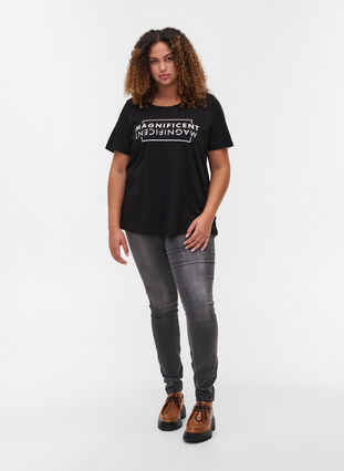 Kortærmet bomulds t-shirt med tryk, Black/Magnificent, Model image number 2