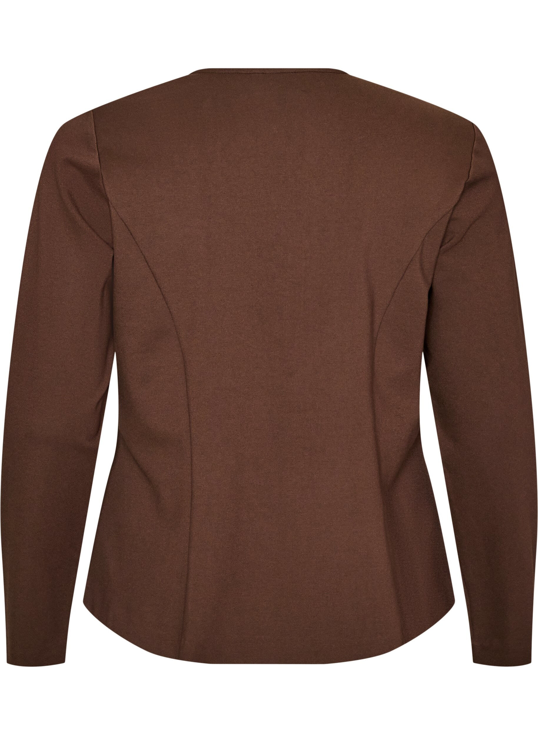 ZizziFigursyet jerseycardigan med dekorative knapper, Brun, Packshot image number 1