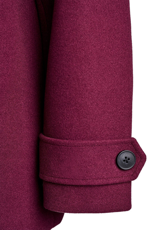 Kort frakke med dobbeltradet knaplukning, R&oslash;d, Packshot image number 4