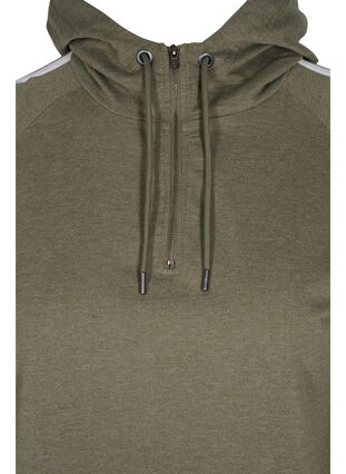 Sweatshirt med hætte og lynlås, Ivy Green Melange, Packshot image number 2