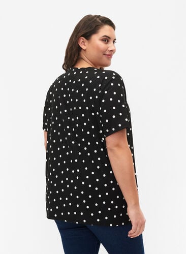 FLASH - Printet t-shirt med v-hals, Black Dot, Model image number 1