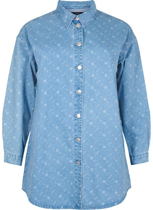 Denimskjorte med print, Light blue denim, Packshot image number 0