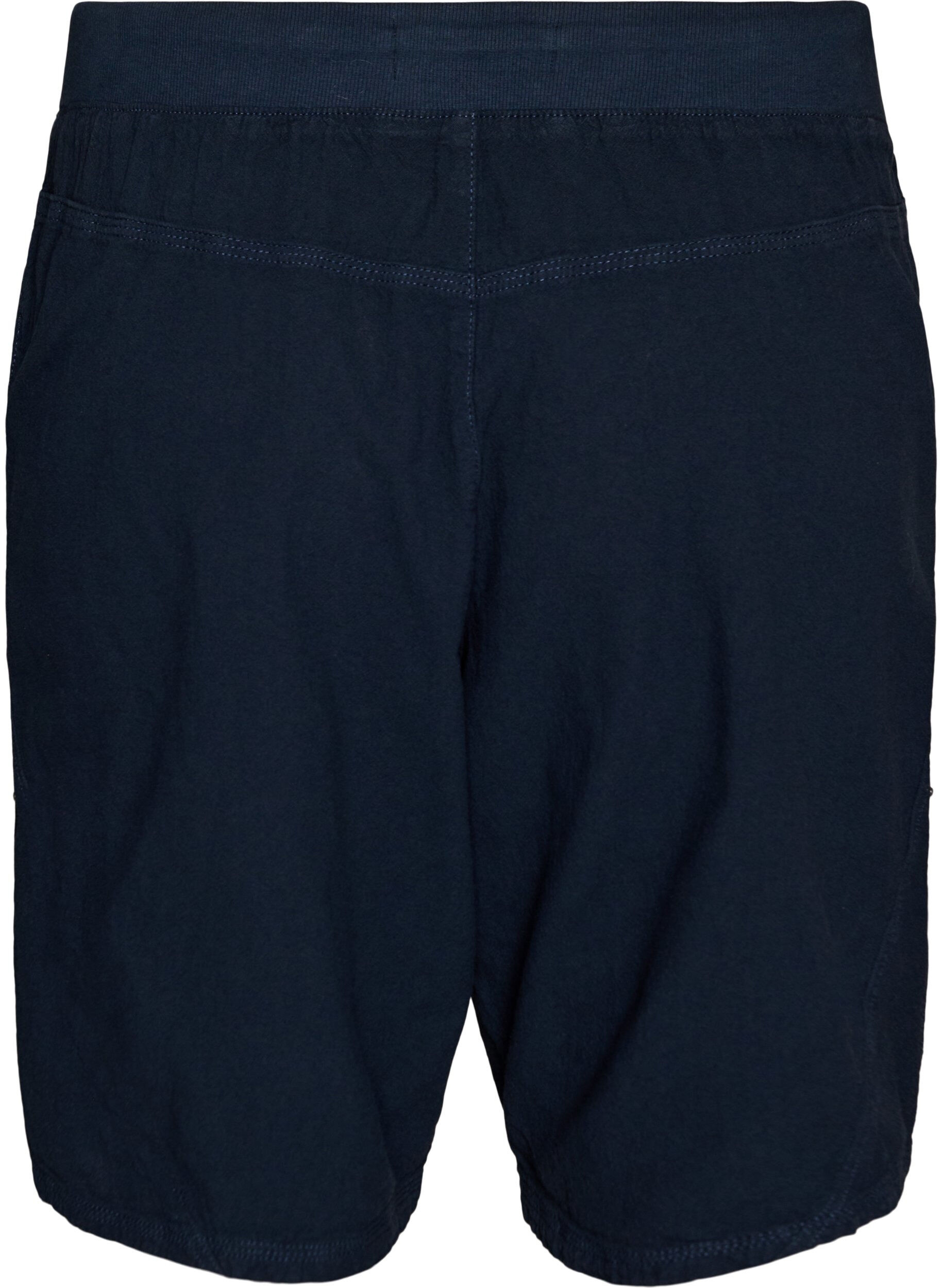 Zizzi L&oslash;se shorts i bomuld med lommer, Bl&aring;, Packshot image number 1