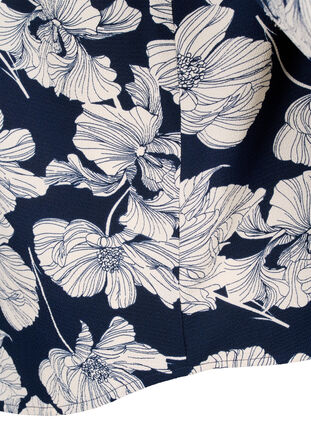 Skjortebluse med v-hals og print, Navy B. Flower AOP, Packshot image number 3