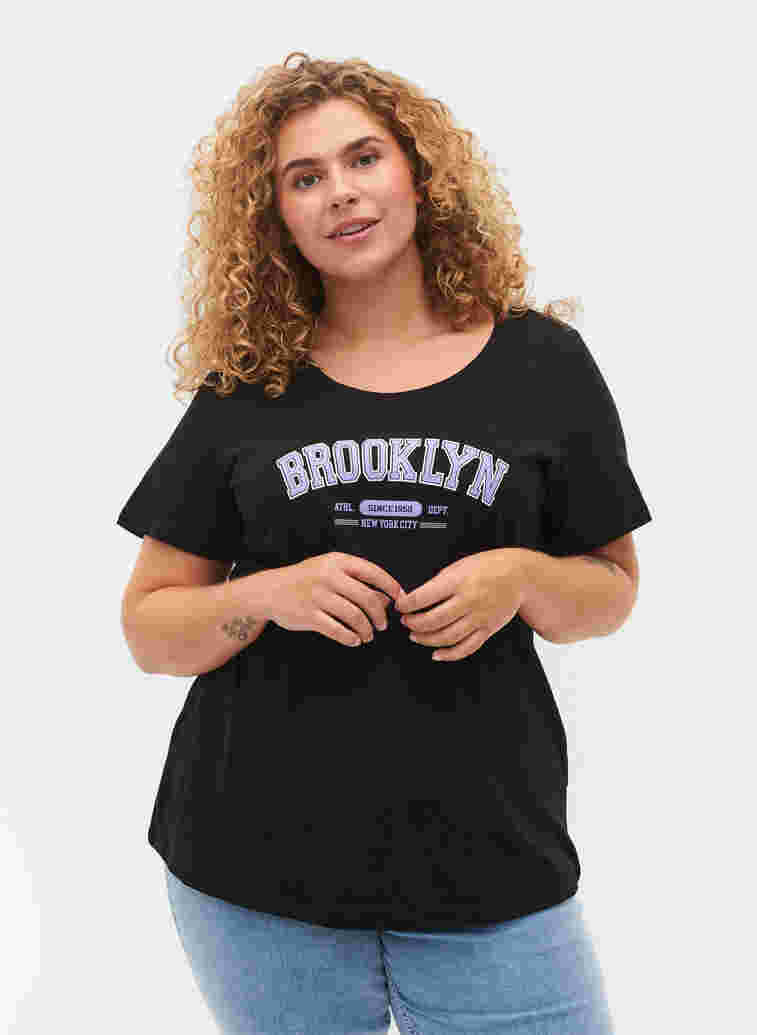 Bomulds t-shirt med tryk, Black Brooklyn, Model