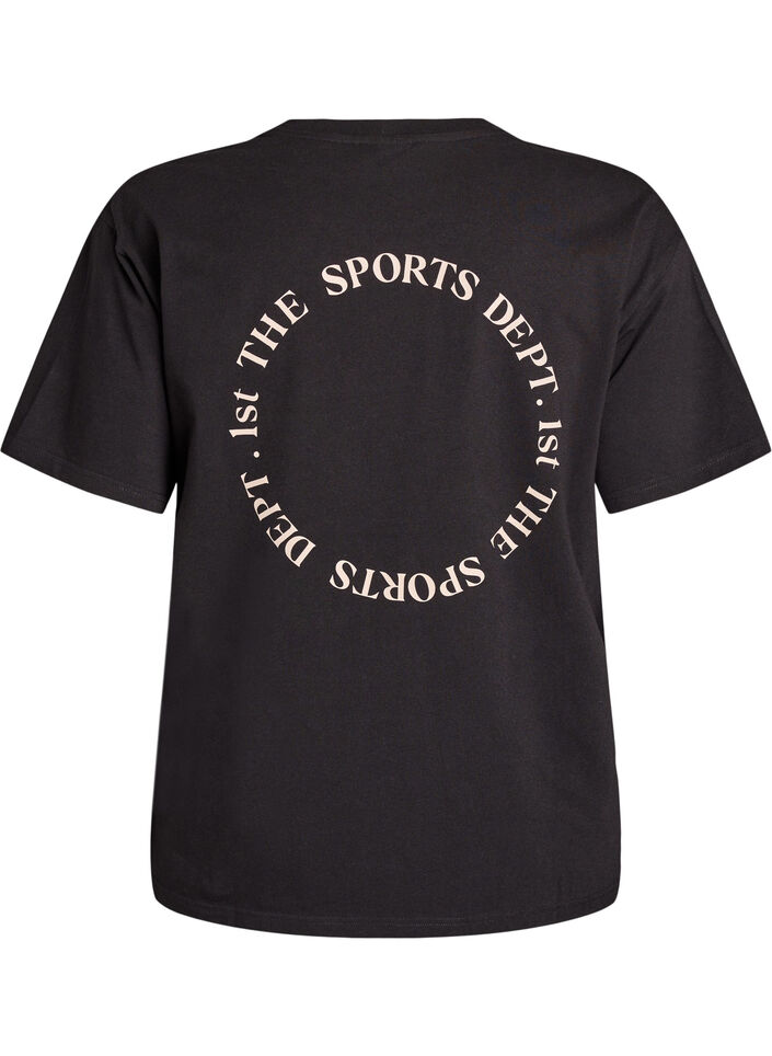 Sporty t-shirt i &oslash;kologisk bomuld, Sort, Packshot image number 1