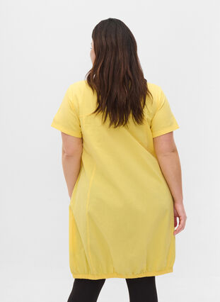 Kortærmet kjole i bomuld, Goldfinch, Model image number 1