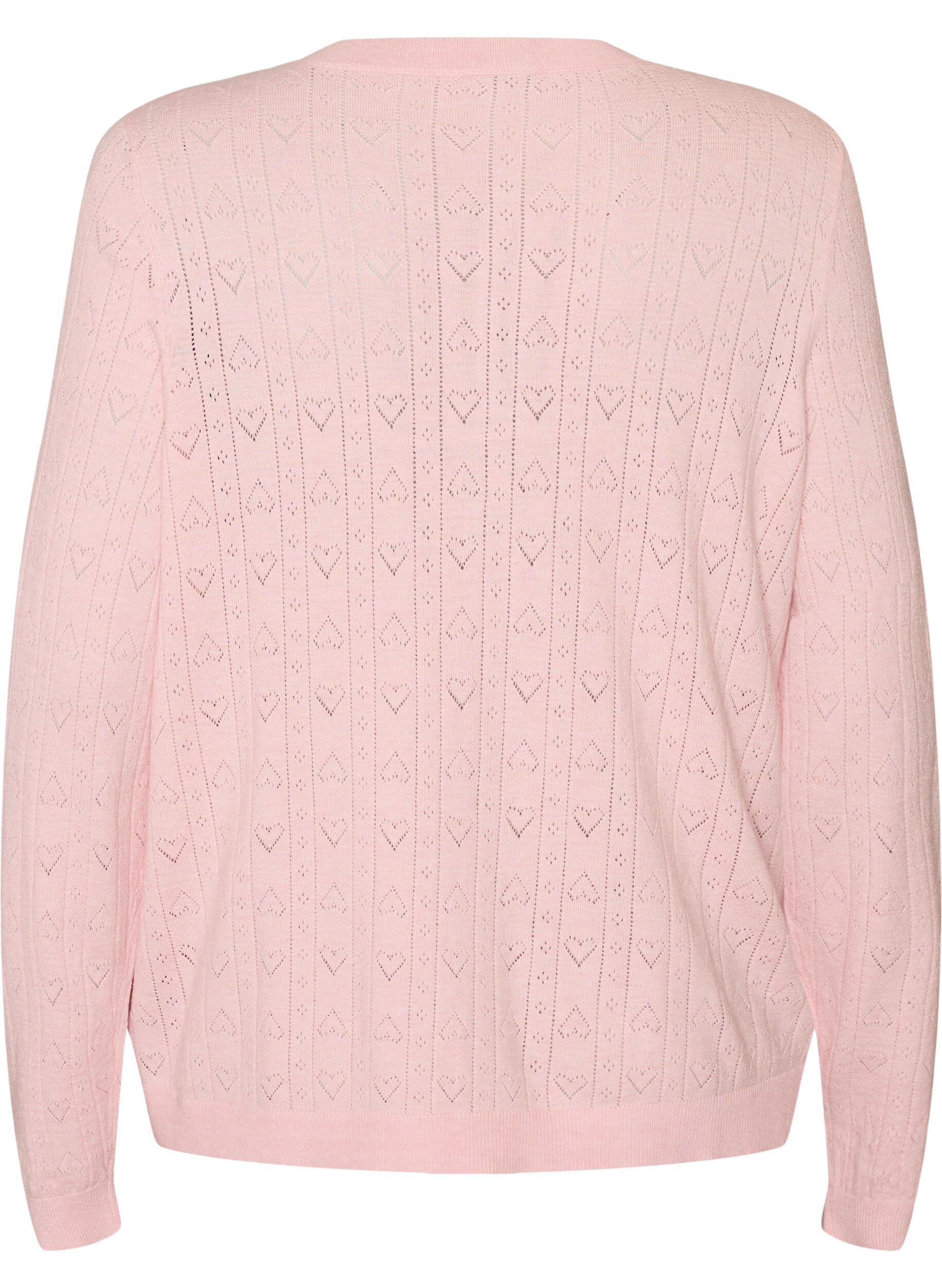 ZizziStrikket cardigan med hjertehulm&oslash;nster, Lyser&oslash;d, Packshot image number 1