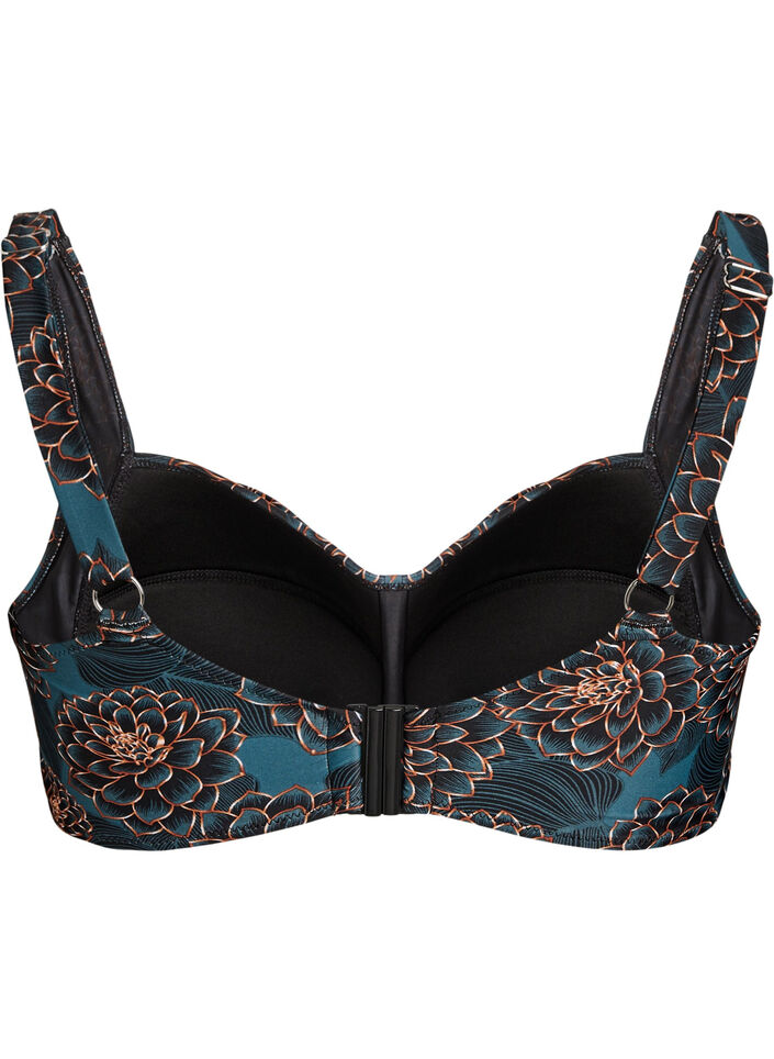 Bikini overdel med vattering og print, Bl&aring;, Packshot image number 1