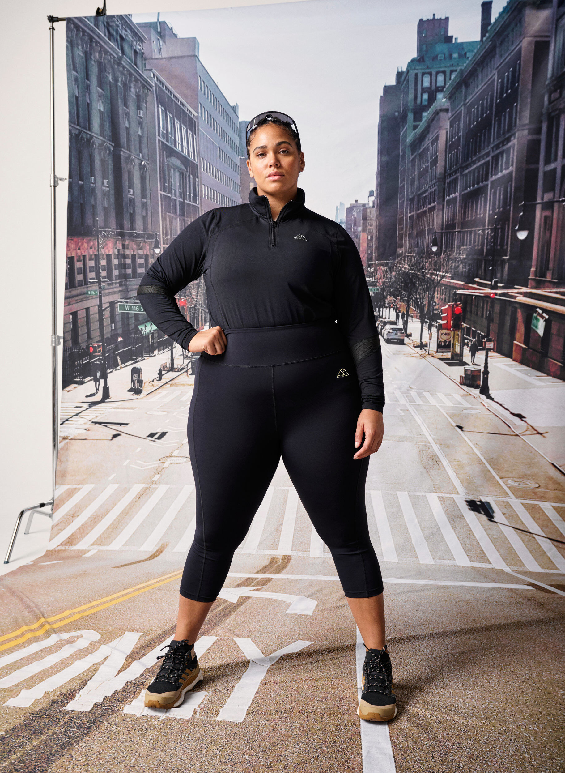 Zizzi 3/4 tr&aelig;ningstights med h&oslash;j slidstyrke, Black, Image image number 0