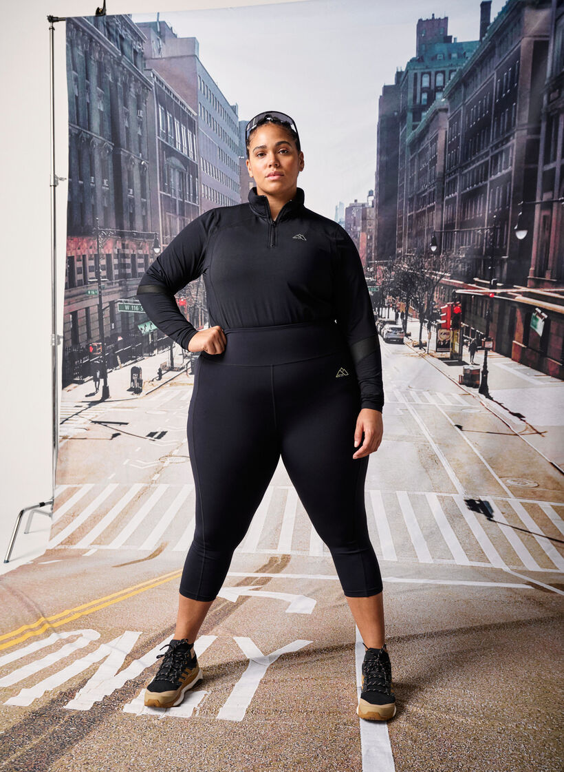 3/4 træningstights med høj slidstyrke, Black, Image image number 0