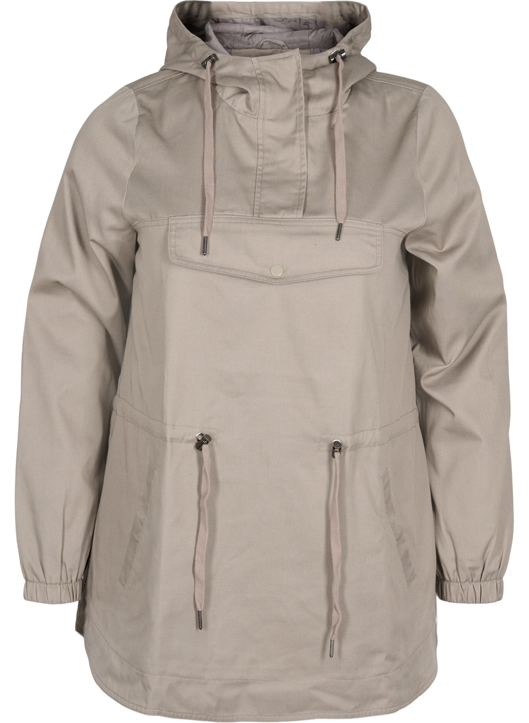 Zizzi Anorak med h&aelig;tte og lomme, Moon Rock, Packshot image number 0