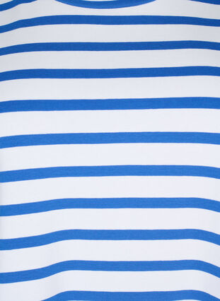 Stribet bomulds t-shirt, Blue Stripes, Packshot image number 2