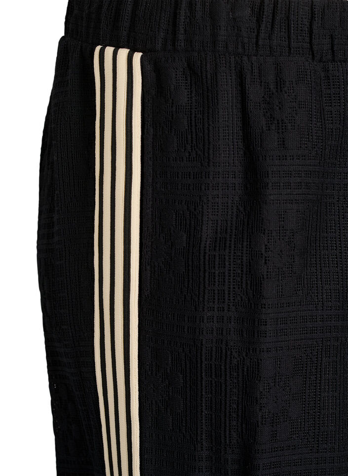 Blondebukser med brede ben og kontraststriber, Sort, Packshot image number 2