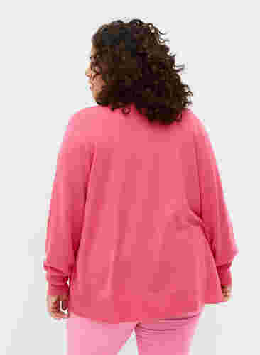 Ribbet cardigan med knaplukning, Hot Pink, Model image number 1
