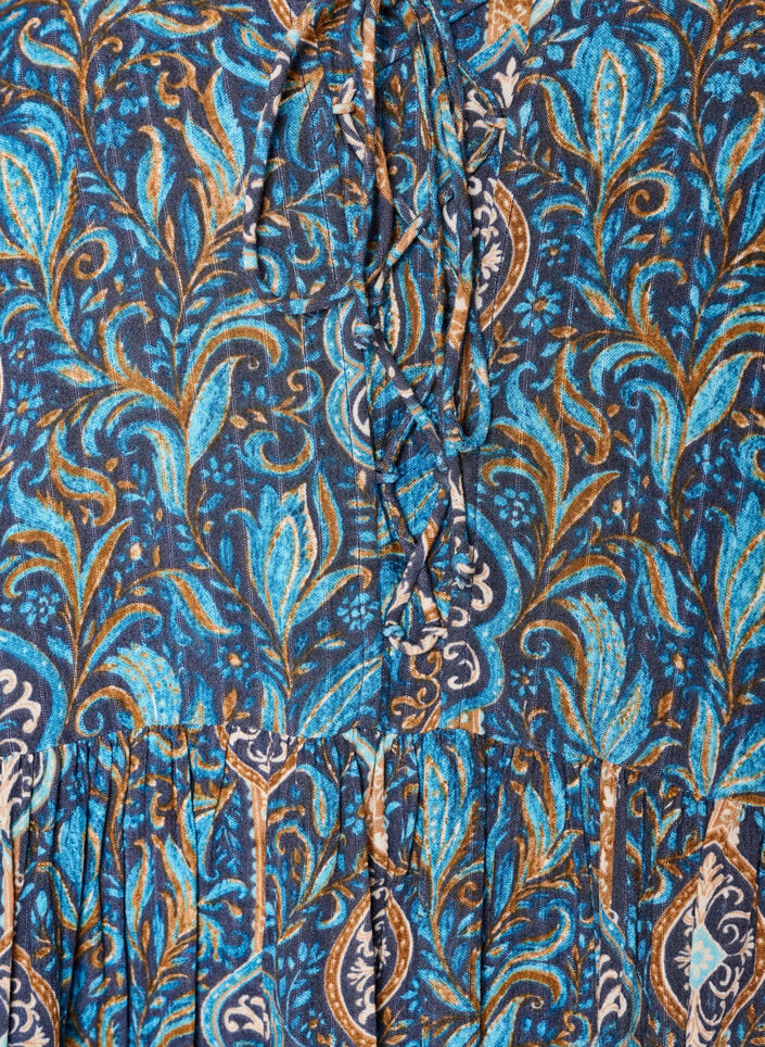 Bluse med paisleyprint og sn&oslash;redetalje, Bl&aring;, Packshot image number 2