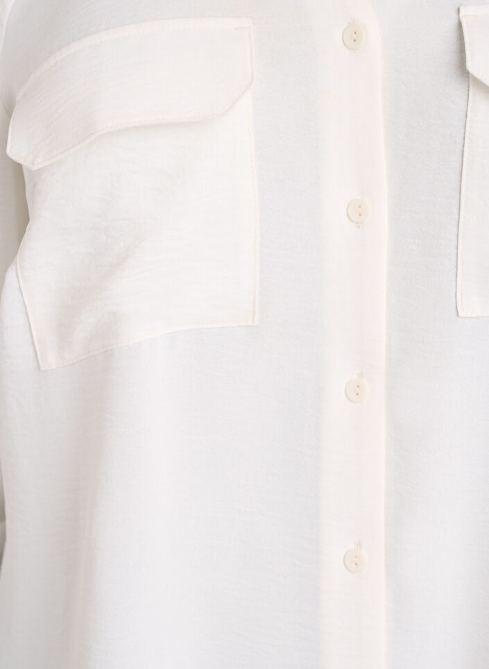 Skjorte med brystlommer og 3/4 &aelig;rmer, Vanilla, Packshot image number 2
