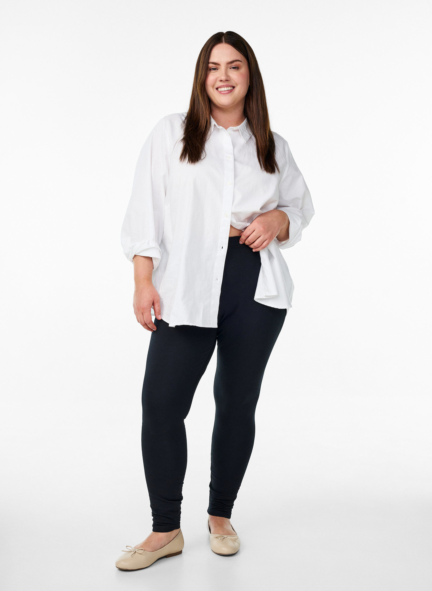 ZizziLeggings i bomuld med foer, Sort, Model image number 1
