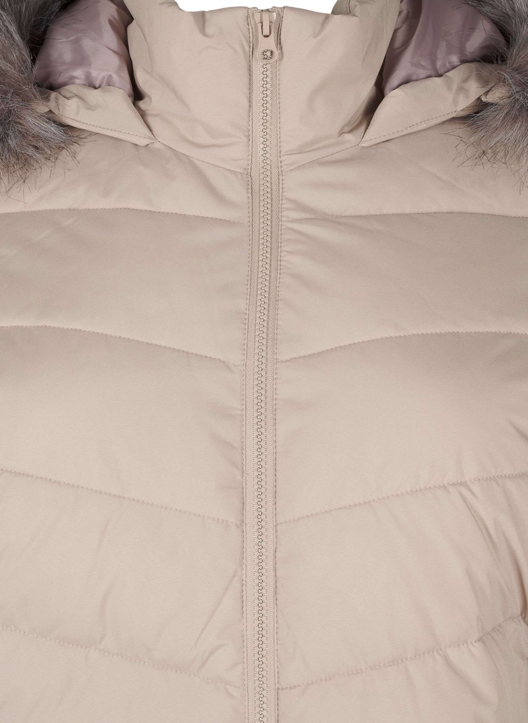 ZizziKort pufferjakke med h&aelig;tte, Beige, Packshot image number 2