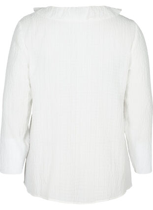 Bluse med flæser, Bright White, Packshot image number 1