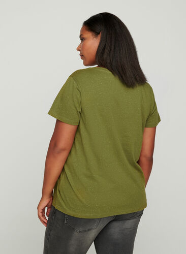 T-shirt med v-udskæring, Green, Model image number 1
