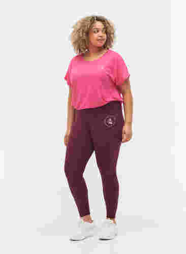 Ensfarvet trænings t-shirt, Fuchsia Purple, Model image number 2