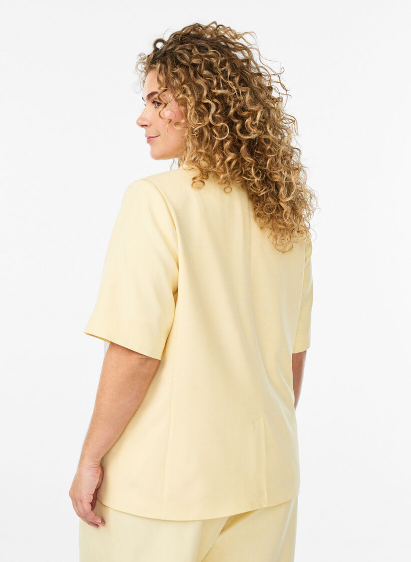 Blazer med korte &aelig;rmer og reverskrave, Gul, Model image number 2