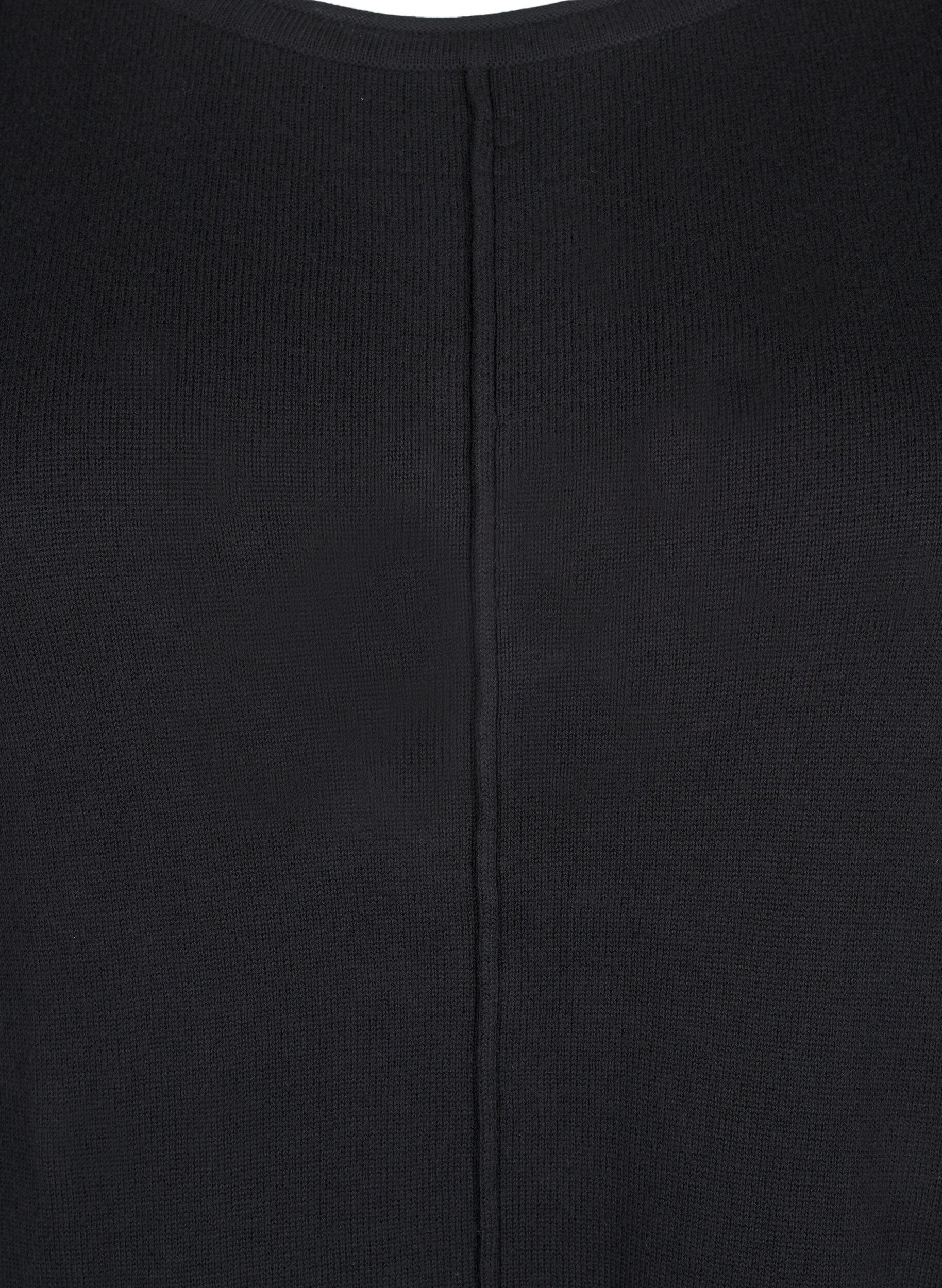 ZizziStrikkjole i bomulds-viskosemix, Sort, Packshot image number 2