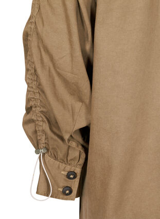 Lang kraftig skjorte med brystlommer, Kaki Green, Packshot image number 3