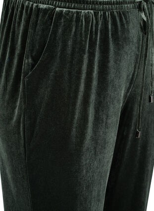 Løse bukser i velour med lommer, Forest Night, Packshot image number 2