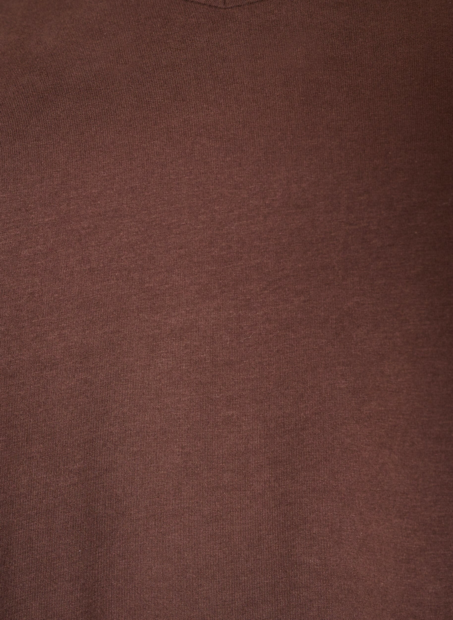 ZizziEnsfarvet basis t-shirt i bomuld, Brun, Packshot image number 2