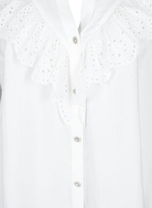 Skjortebluse i viskose med flæser, Bright White, Packshot image number 2