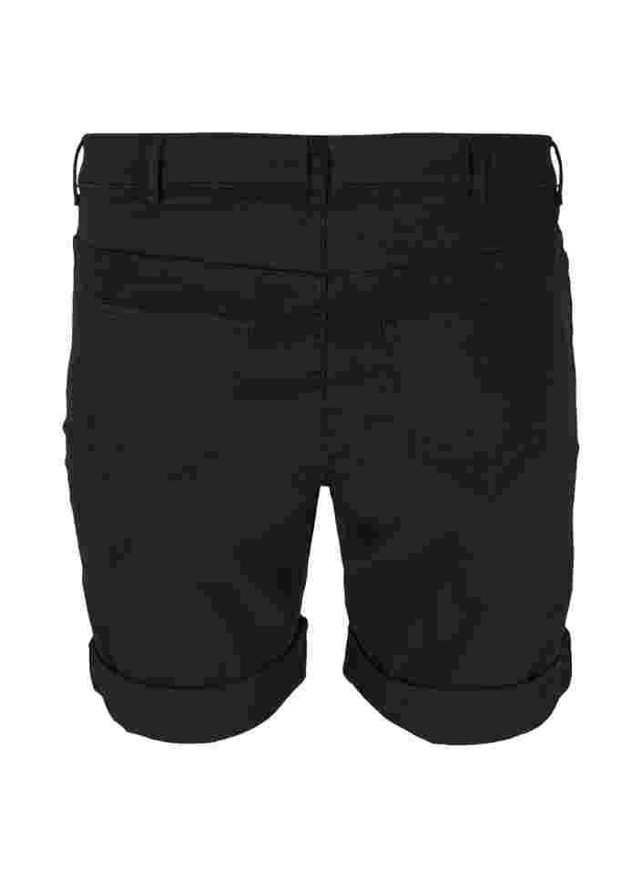 Denim shorts med høj talje, Black, Packshot image number 1