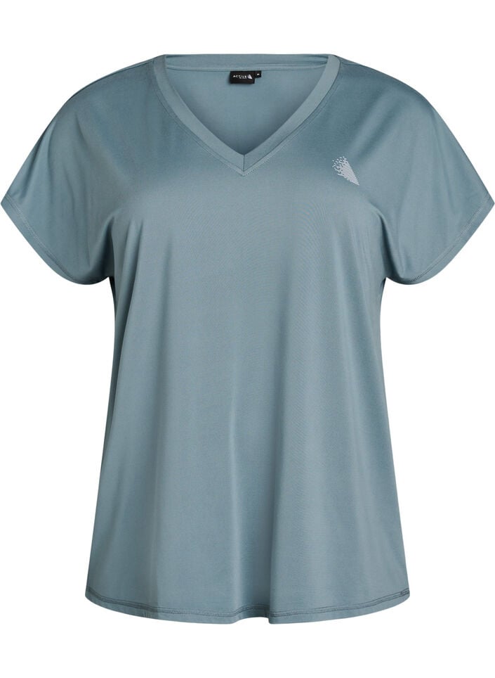 L&oslash;s tr&aelig;nings t-shirt med v-hals, Gr&aring;, Packshot image number 0
