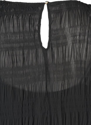Struktureret tunika med pufærmer, Black, Packshot image number 3