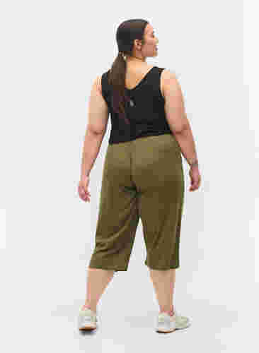 Løse culotte bukser i ribkvalitet, Ivy Green, Model image number 1